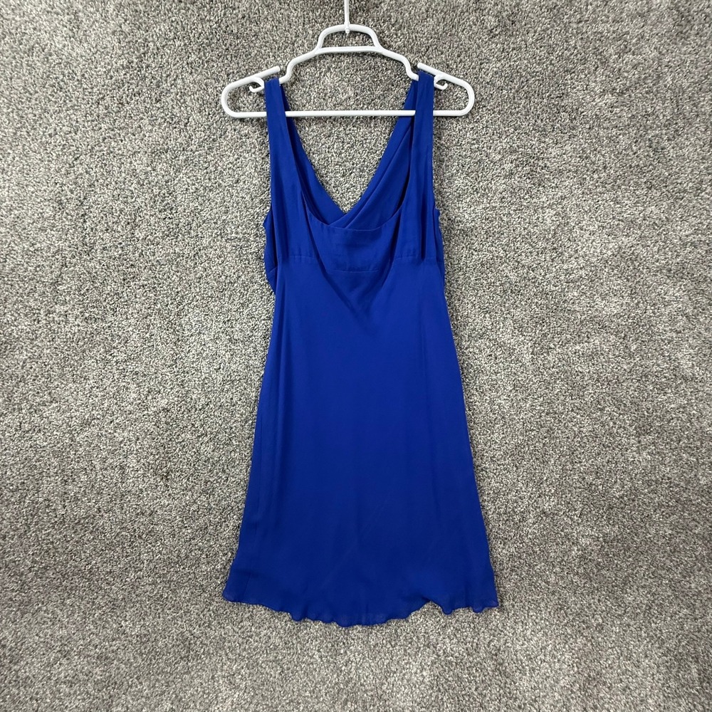 Jones New York Dress Royal Blue 100% Silk Cowl Neck Sleeveless Cocktail 12P - Picture 2 of 10